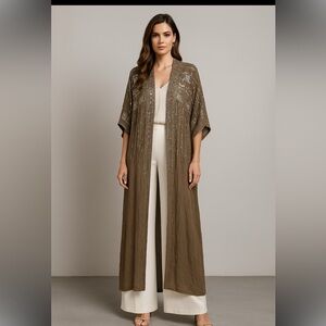 Elegant Brown Maxi Dress with Silver Accents